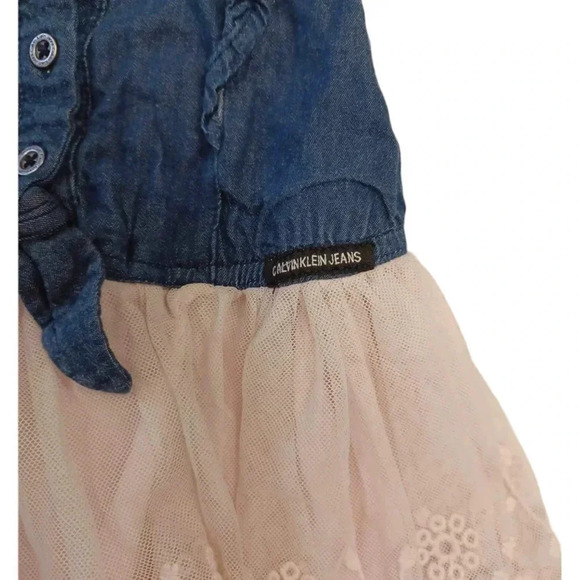 Calvin Klein Jean Tulle Ruffled Dress Size 4 - Picture 5 of 8